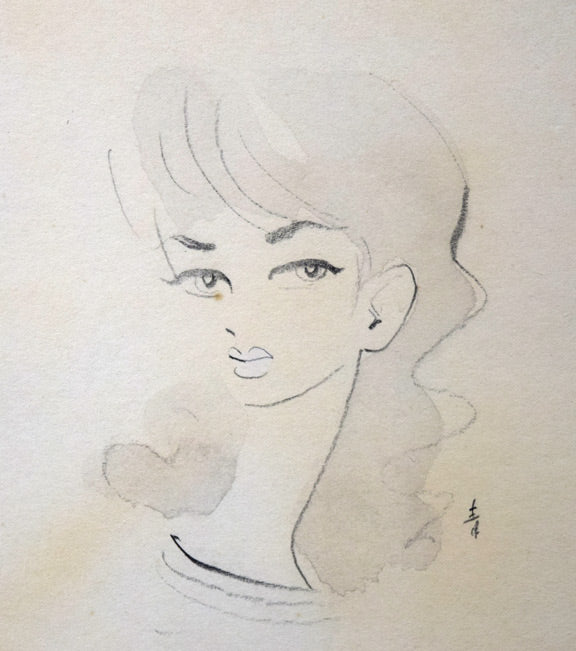 東郷青児「婦人像」紙に鉛筆、水彩（デッサン） 絵画買取・販売の小竹美術