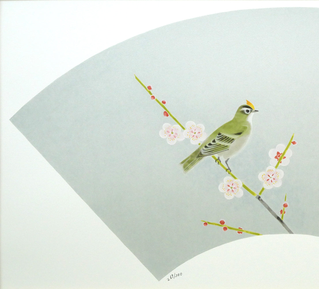 上村淳之「きくいただき（四季啼鳥・春）」シルクスクリーン版画 絵画