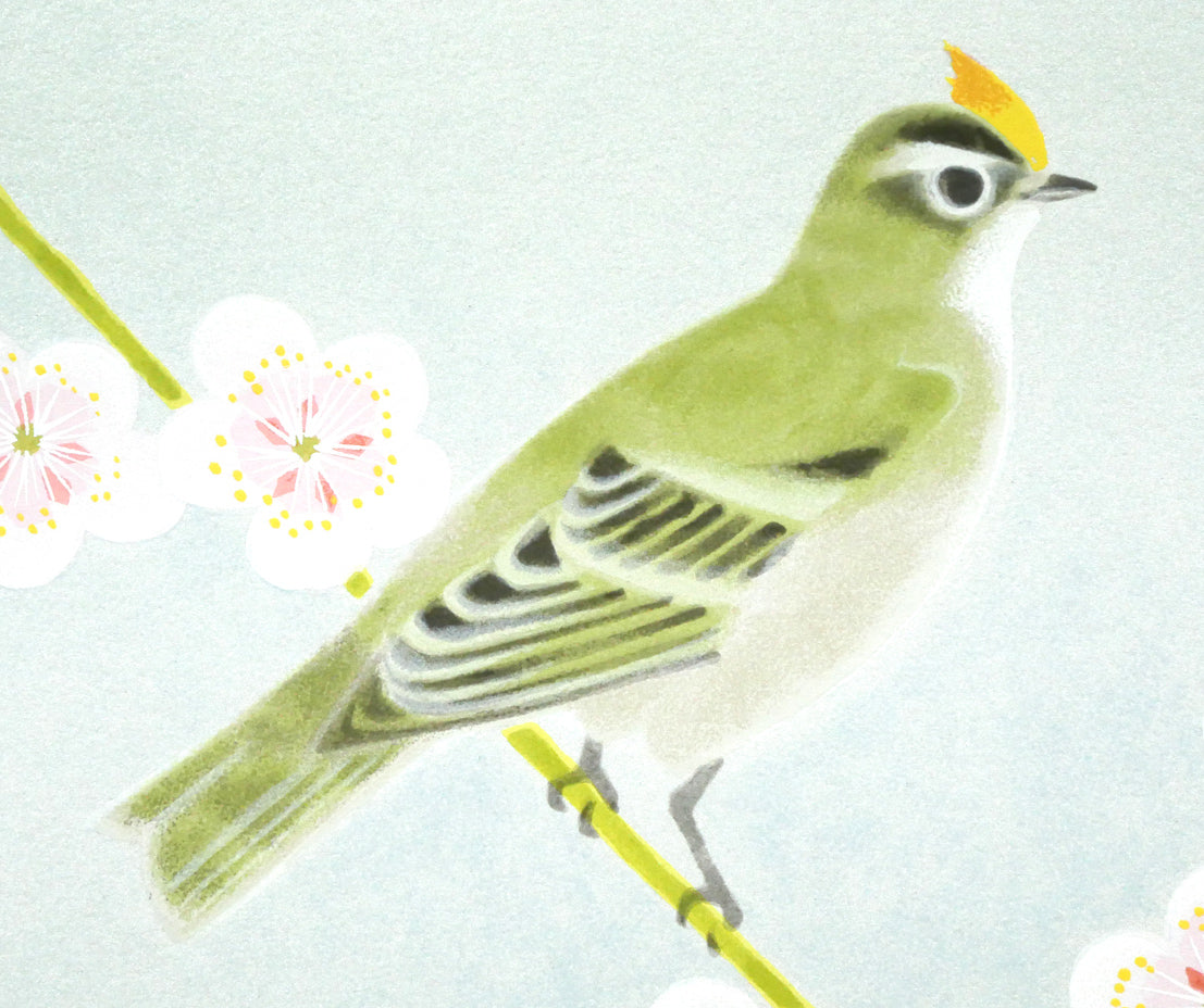 上村淳之「きくいただき（四季啼鳥・春）」シルクスクリーン版画 絵画