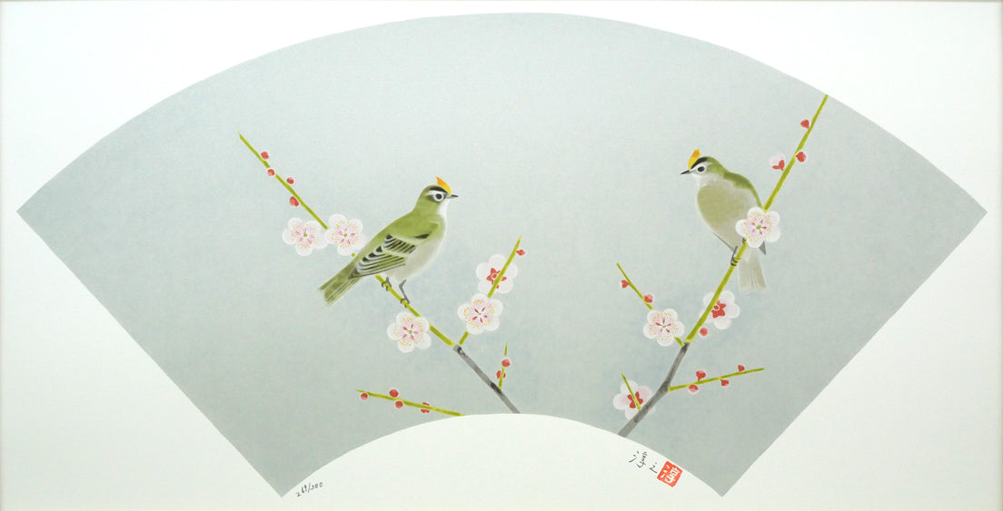 上村淳之「きくいただき（四季啼鳥・春）」シルクスクリーン版画 絵画