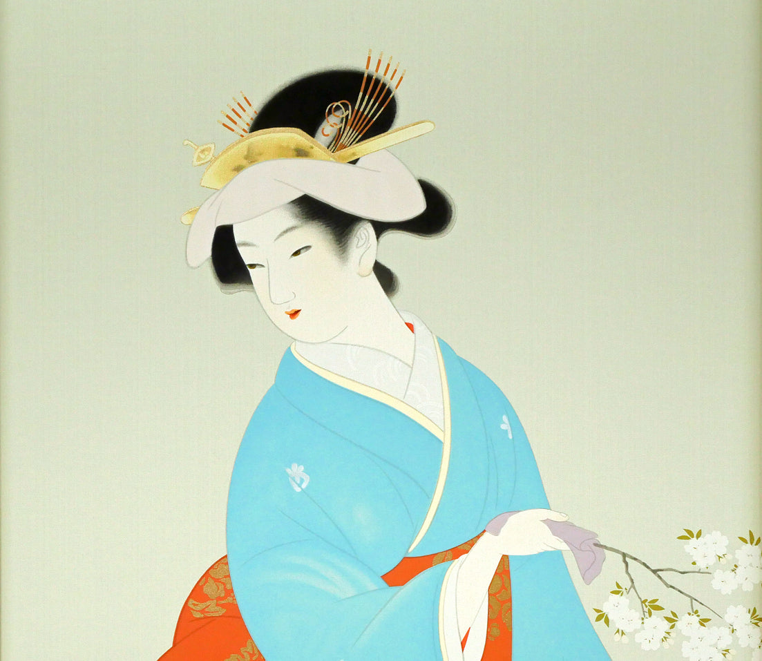 上村松園「春信」シルクスクリーン版画・絹本 絵画買取・販売の小竹美術