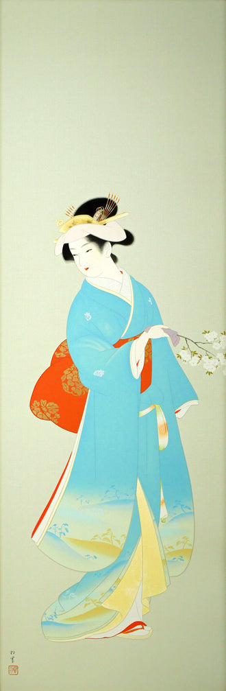 上村松園「春信」シルクスクリーン版画・絹本 絵画買取・販売の小竹美術