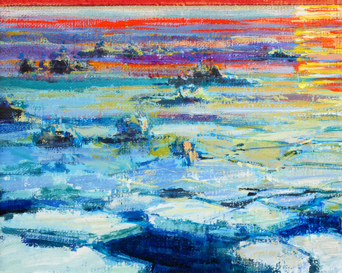 碓井正人「流氷の海」油絵・P6号 絵画買取・販売の小竹美術