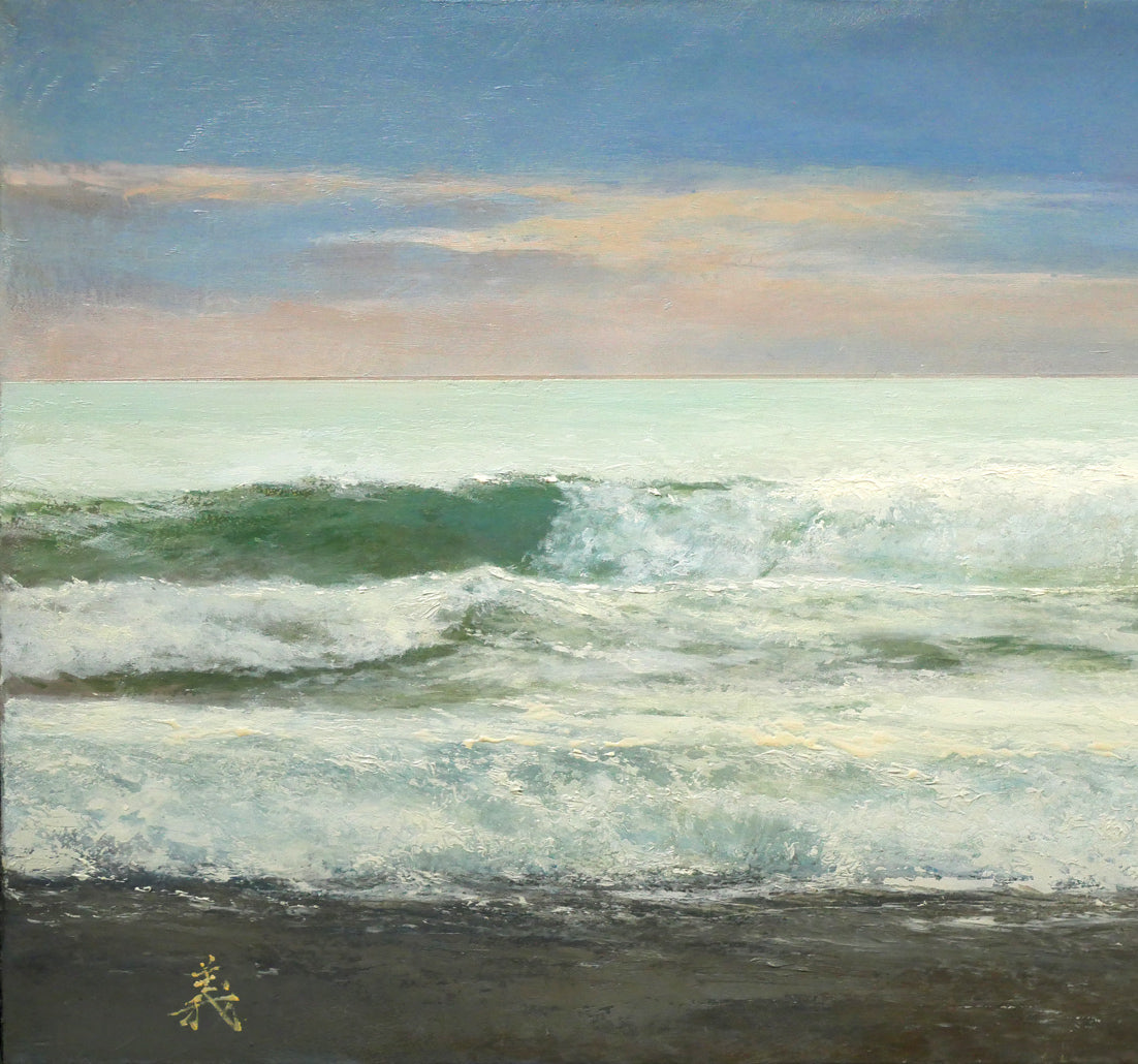 薄井義「海（スペイン・マラガ）」油絵・WF4号 絵画買取・販売の小竹美術