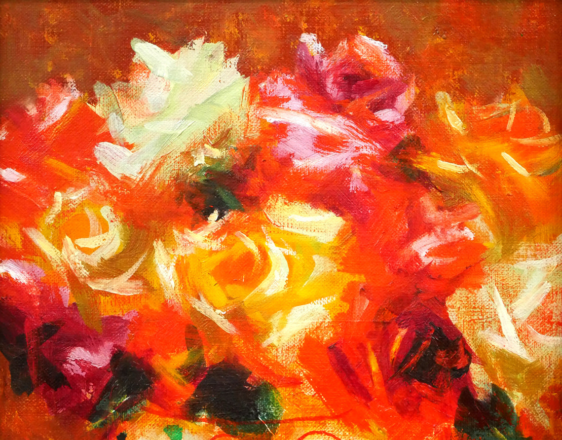 山本彪一「薔薇」油絵・F3号 絵画買取・販売の小竹美術