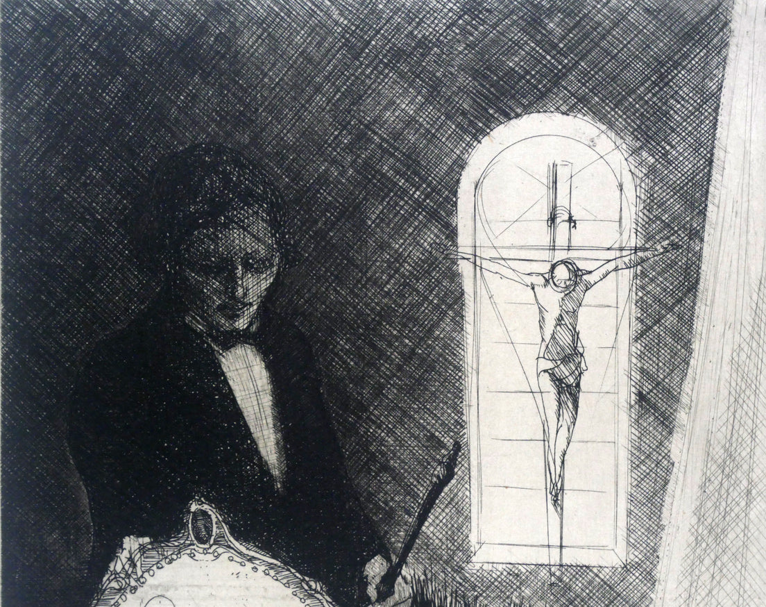 山本六三『神父（「眼球譚」より）』エッチング（銅版画） 絵画買取