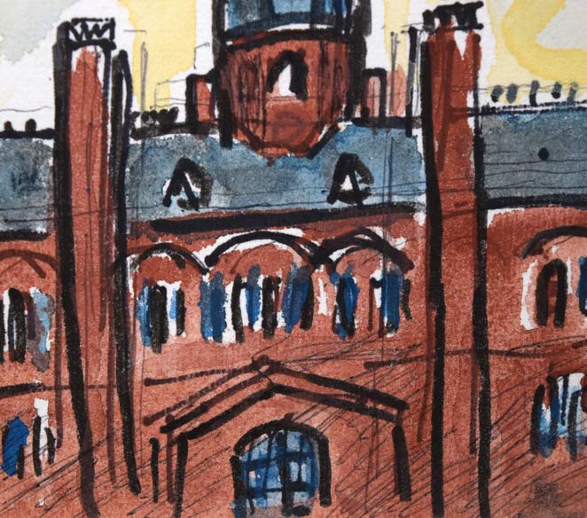 八木伸子「赤レンガの建物（北海道庁）」水彩画 絵画買取・販売の小竹美術