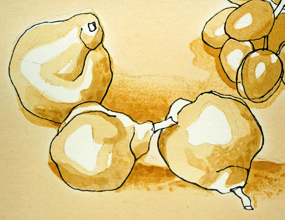 安井曾太郎「梨とマスカット」木版画 絵画買取・販売の小竹美術