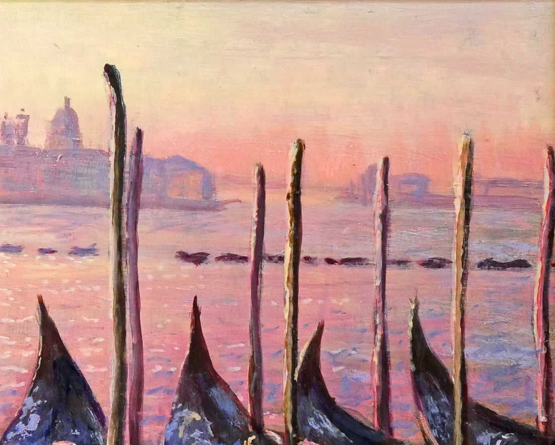 吉本哲「ヴェネチア夜明け（イタリア）」油絵・F4号 絵画買取・販売の