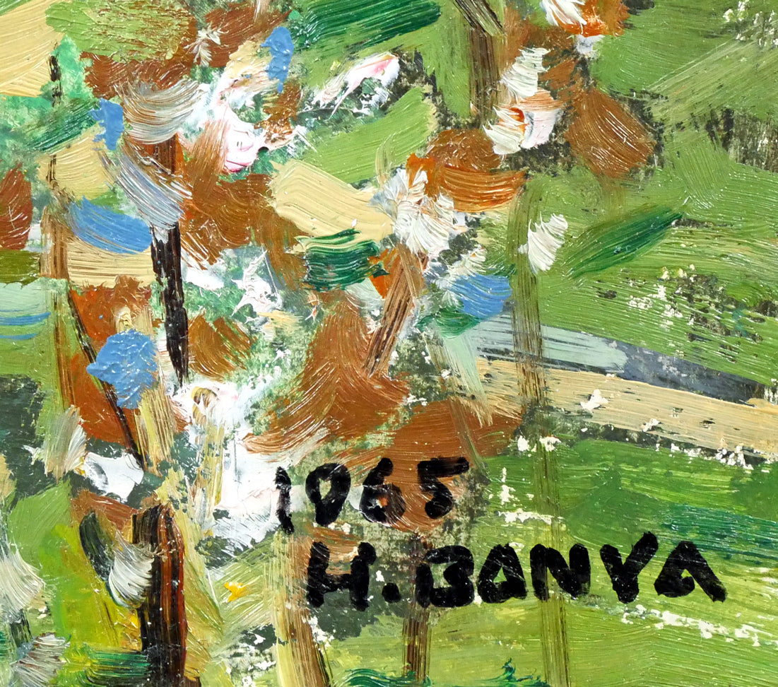 萬谷藤男「芦別岳の春」油絵・F3号 絵画買取・販売の小竹美術