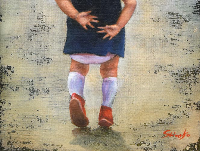 藤岡心象「奈美ちゃん」油絵・F3号 絵画買取・販売の小竹美術