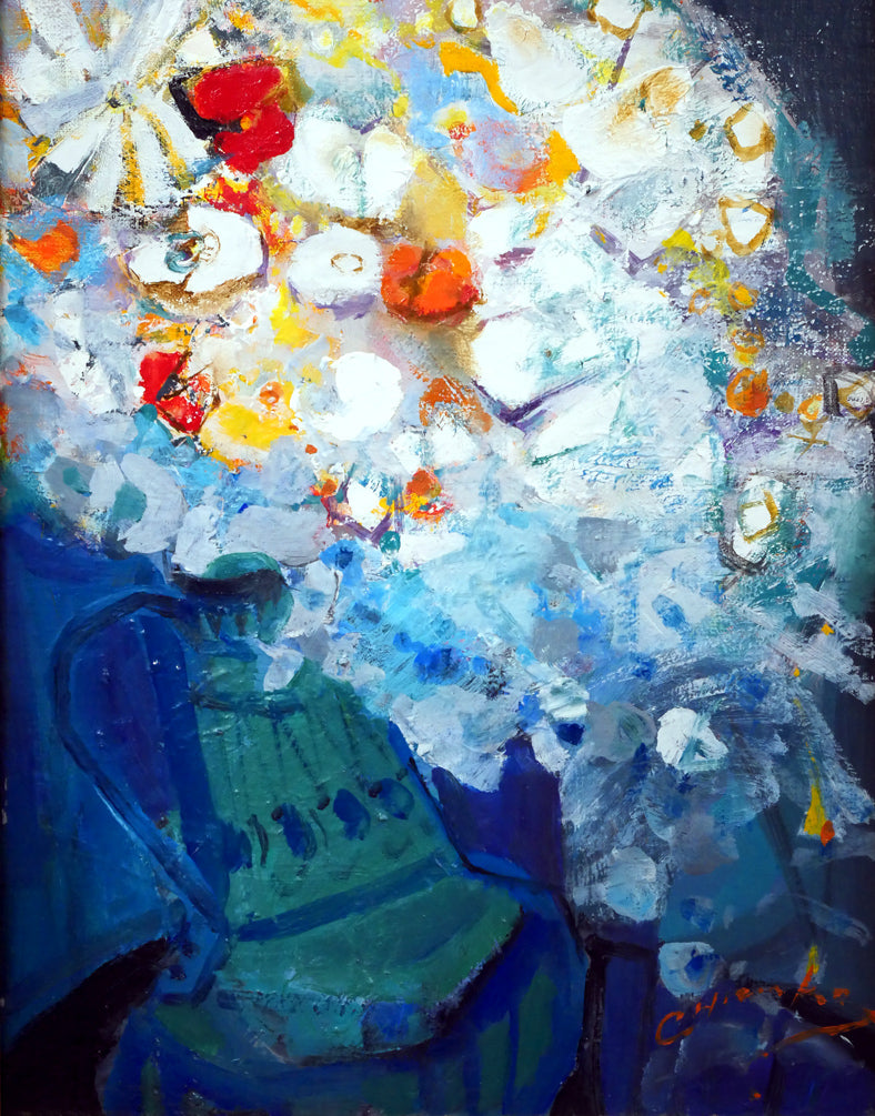 藤野千鶴子「花」油絵・F6号 絵画買取・販売の小竹美術