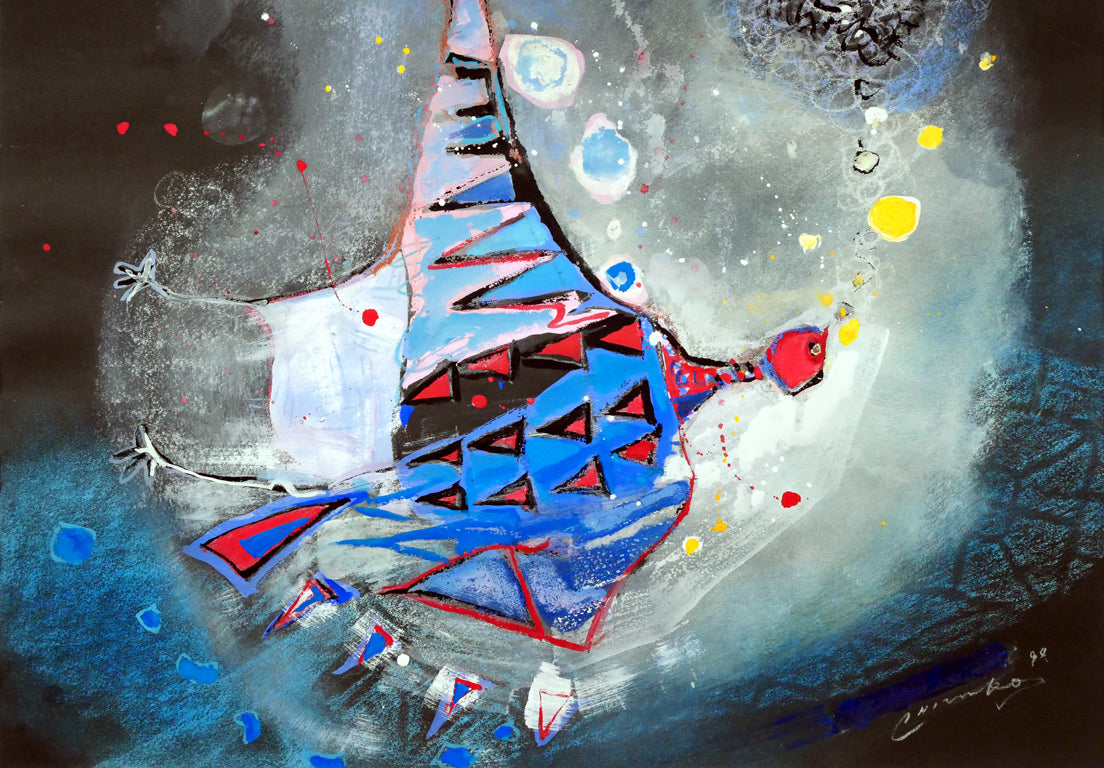 藤野千鶴子「宙（そら）」水彩・パステル画併用・20号 絵画買取・販売