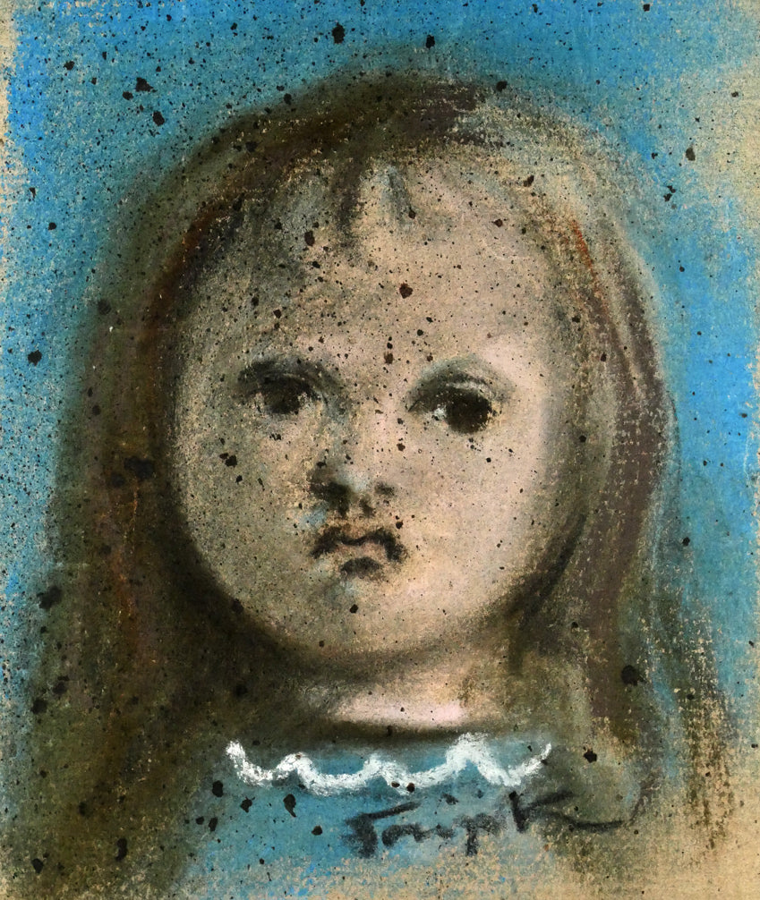 藤田嗣治「子供」パステル・ガッシュ・紙 絵画買取・販売の小竹美術