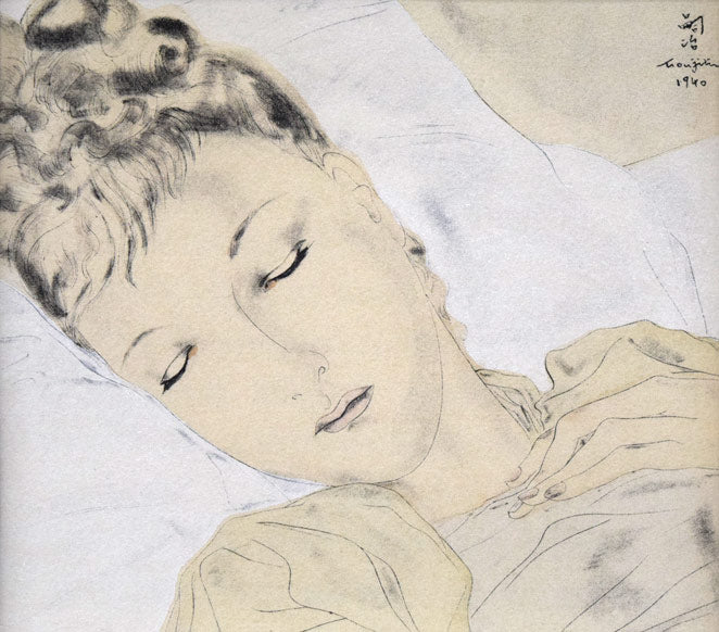 藤田嗣治「面影との闘い（小）」リトグラフ 絵画買取・販売の小竹美術