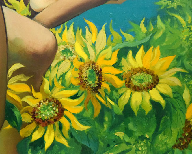 古沢岩美「ひまわり」油絵・F20号 絵画買取・販売の小竹美術