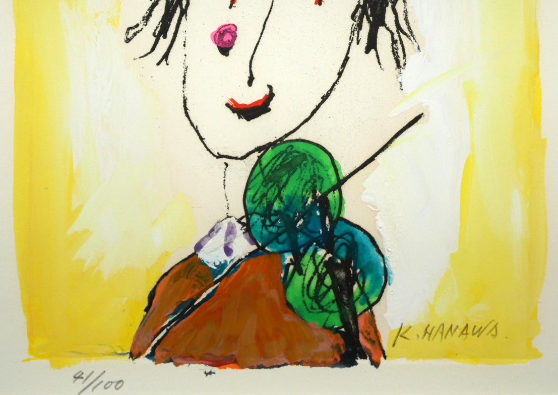 塙賢三「道化」銅版画に手彩色 絵画買取・販売の小竹美術