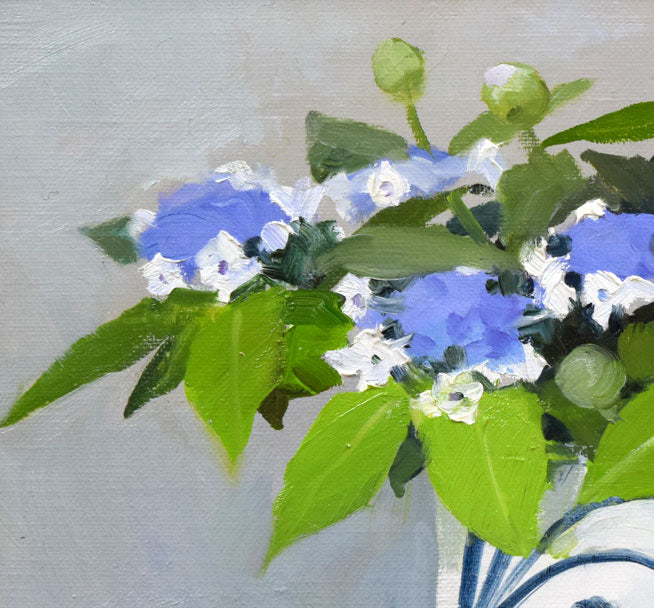 服部譲司「タマアジサイ」油絵・F4号 絵画買取・販売の小竹美術