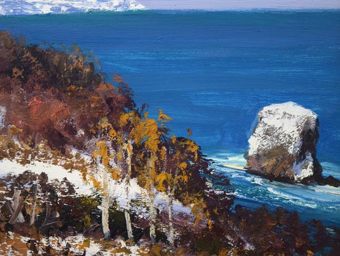 樋口洋「石狩の海」油絵・色紙 絵画買取・販売の小竹美術