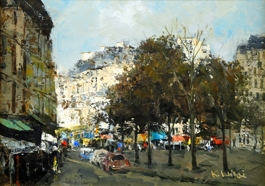 平井和夫「パリの街」油絵・F4号 絵画買取・販売の小竹美術