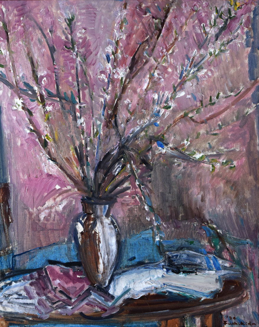 伏木田光夫「三月・彼岸櫻」油絵・F30号 絵画買取・販売の小竹美術