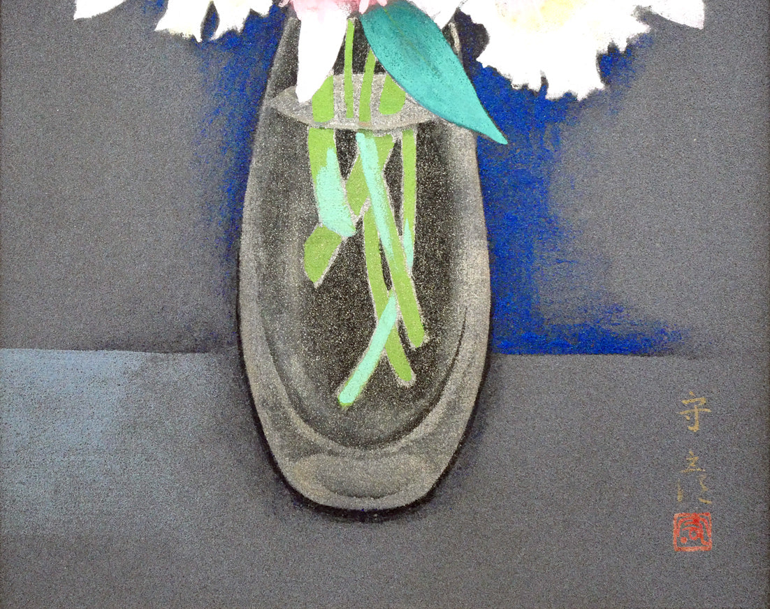 今井守彦「瓶花（カトレヤ）」日本画・P8号 絵画買取・販売の小竹美術