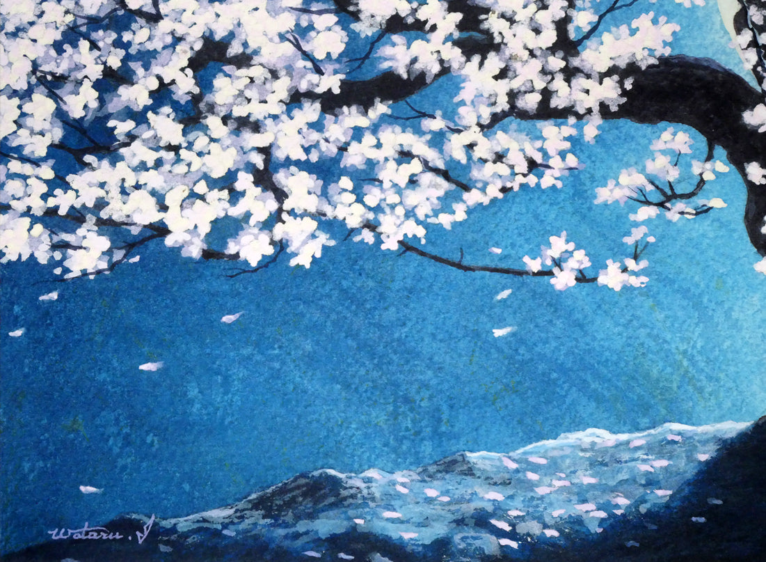 石垣渉「宵桜」水彩画・5号 絵画買取・販売の小竹美術