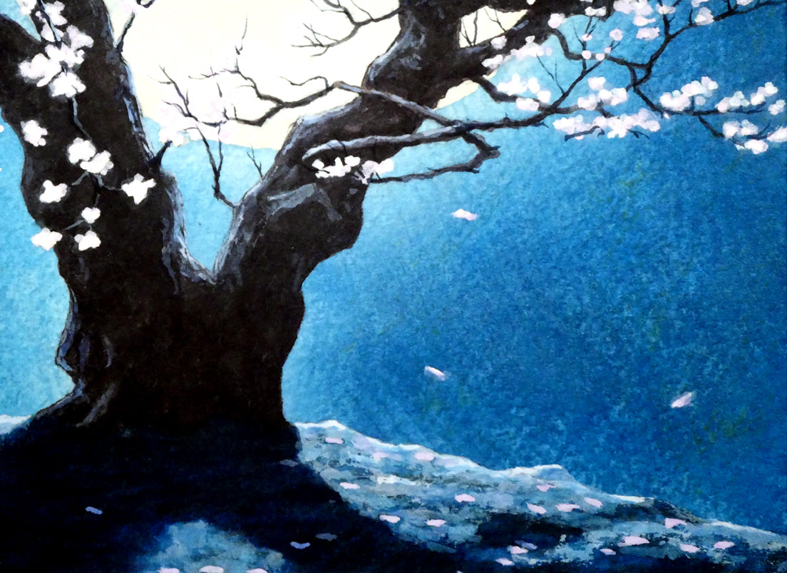 石垣渉「宵桜」水彩画・5号 絵画買取・販売の小竹美術