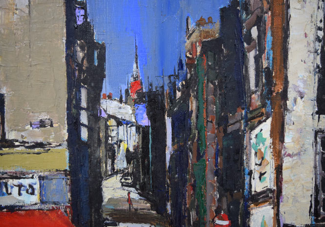 石岡剛「赤い塔のある坂道（パリ）」油絵・F8号 絵画買取・販売の小竹美術