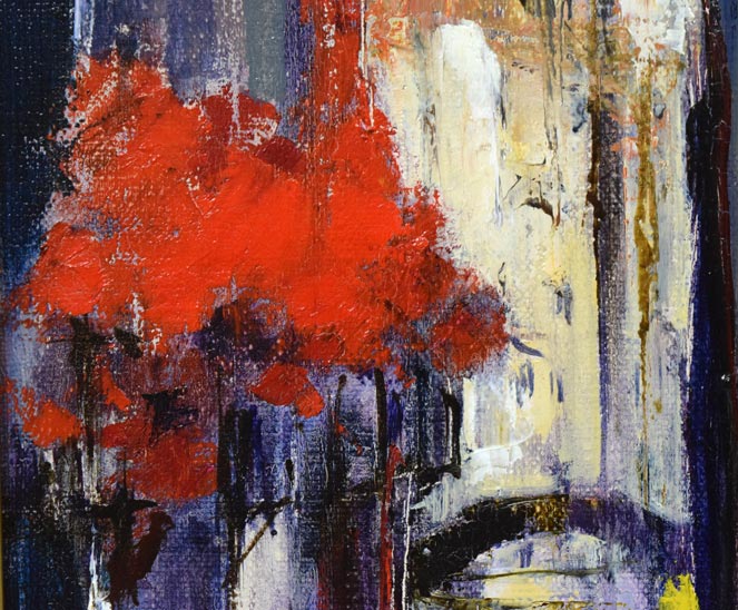 石岡剛「ベニス運河の花（イタリア）」油絵・F4号 絵画買取・販売の