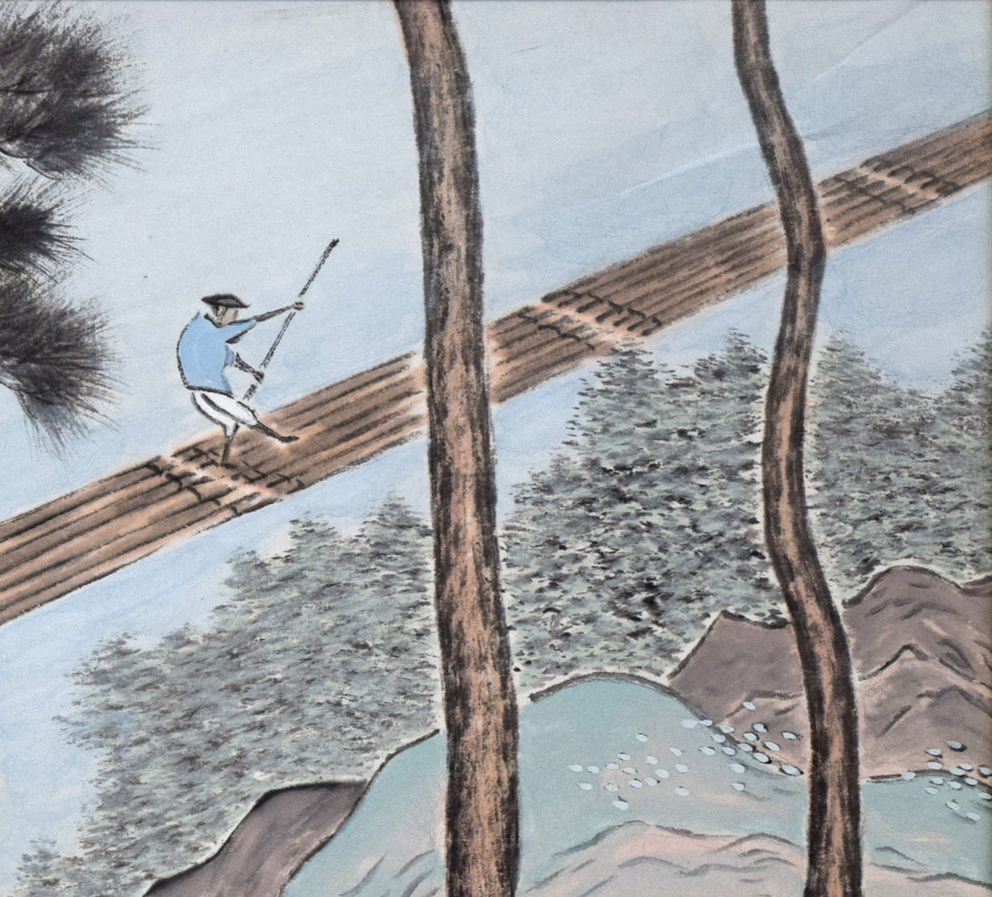 石原梅渓「風景画」日本画・6号 絵画買取・販売の小竹美術