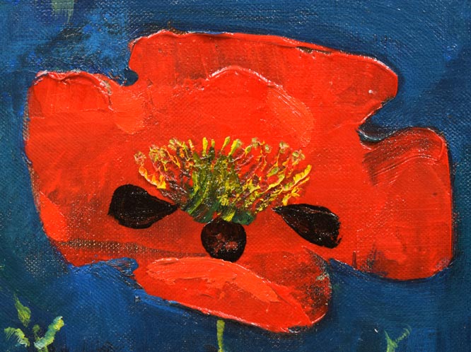 岩船修三「ひなげしの花」油絵・F4号 絵画買取・販売の小竹美術