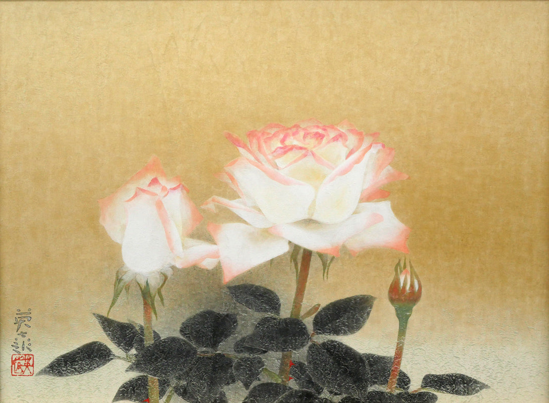 岩橋英遠「長春」日本画・P8号 絵画買取・販売の小竹美術