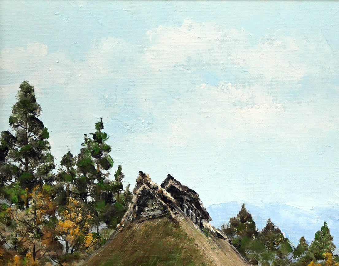岩下正芙美「甲州民家」油絵・F6号 絵画買取・販売の小竹美術