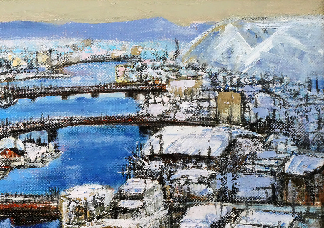 伊藤伊八「釧路風景」油絵・M10号 絵画買取・販売の小竹美術