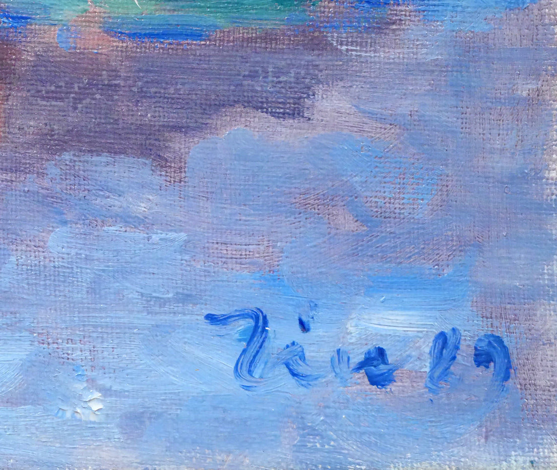 伊藤仁「北海道庁と池」油絵・F4号 絵画買取・販売の小竹美術