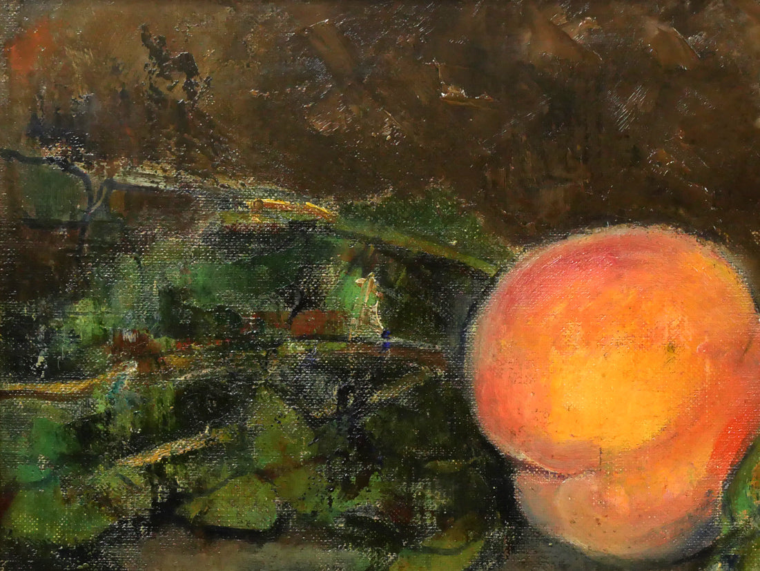 伊藤仁「静物画（桃）」油絵・M6号 絵画買取・販売の小竹美術