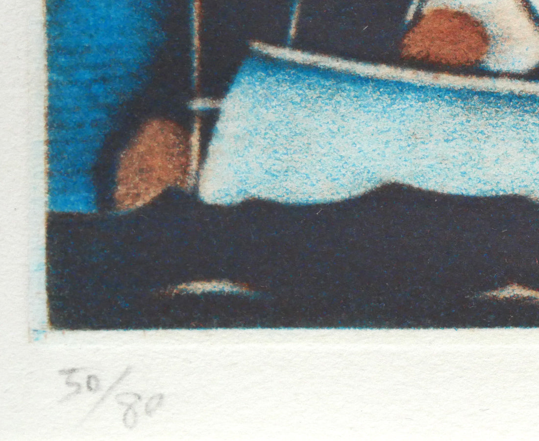 金沢一彦「移住者」銅版画 絵画買取・販売の小竹美術