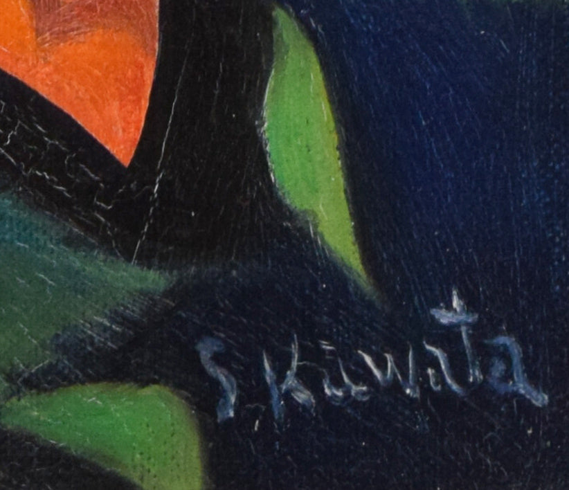 川田茂「城とバラ」油絵・F6号 絵画買取・販売の小竹美術