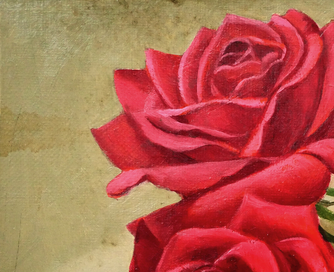 木村優博「バラ」油絵・F3号 絵画買取・販売の小竹美術