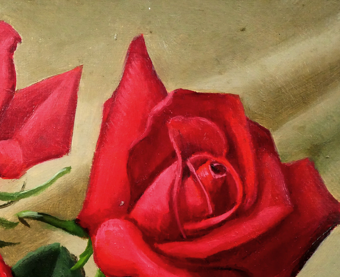 木村優博「バラ」油絵・F3号 絵画買取・販売の小竹美術