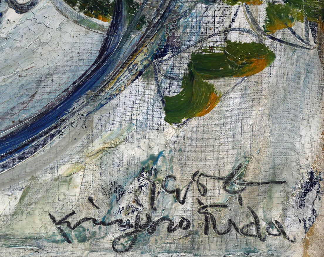 木田金次郎「りんごと白い皿」油絵・F8号 絵画買取・販売の小竹美術