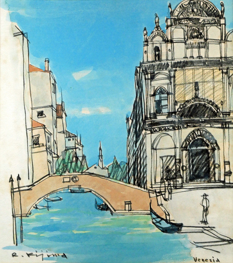 木嶋良治「Venezia（ベニス）」水彩画・色紙 絵画買取・販売の小竹美術