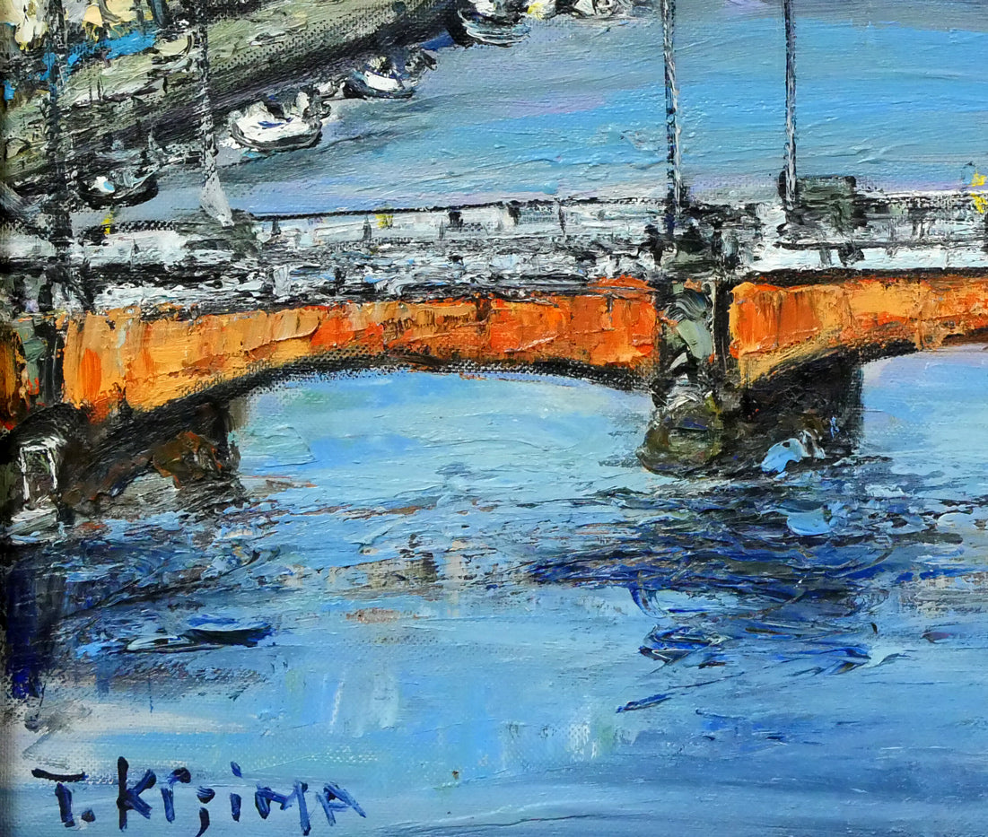 木島務「釧路幣舞橋」油絵・F8号 絵画買取・販売の小竹美術