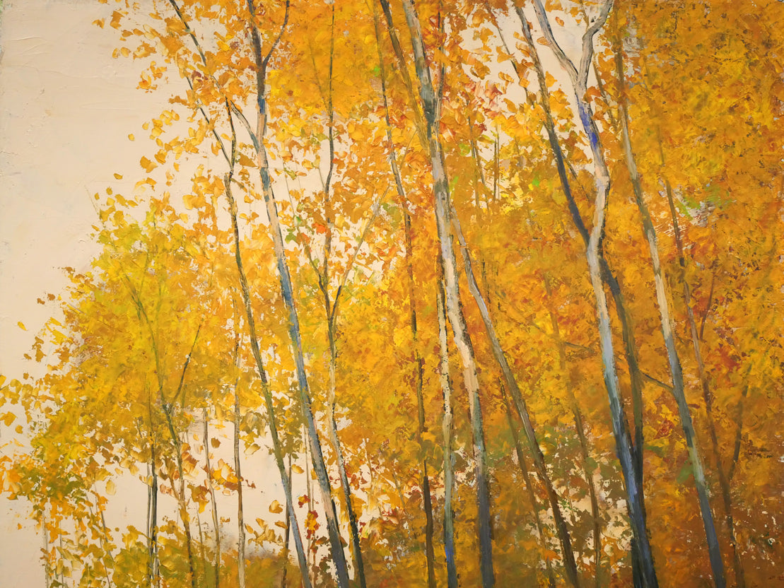 北村巌「武蔵野の秋」油絵・F3号 絵画買取・販売の小竹美術