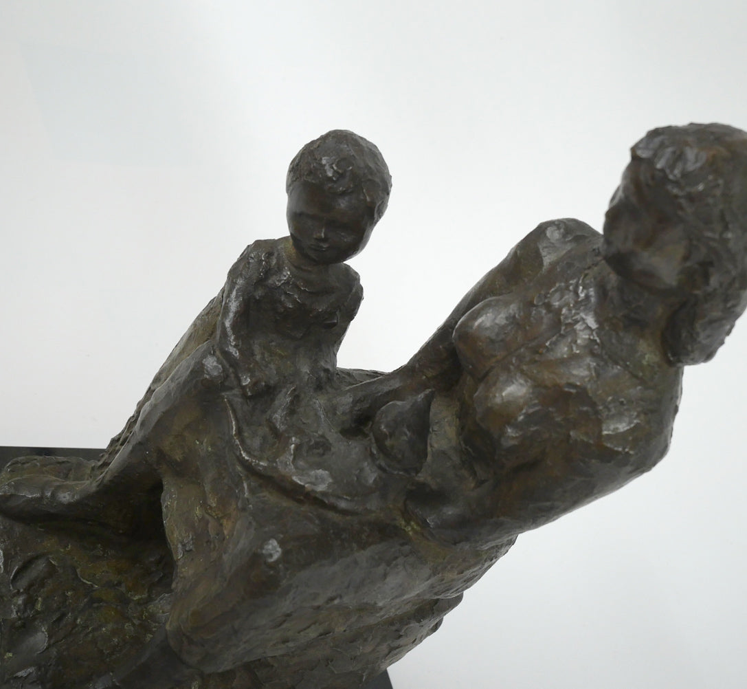 古賀忠雄「語らい」ブロンズ作品・共箱 絵画買取・販売の小竹美術