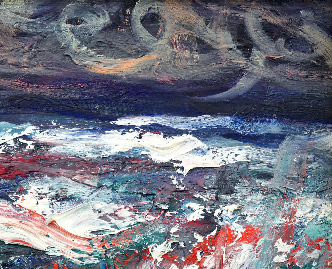 小泉清「波（海）」油絵・P10号 絵画買取・販売の小竹美術