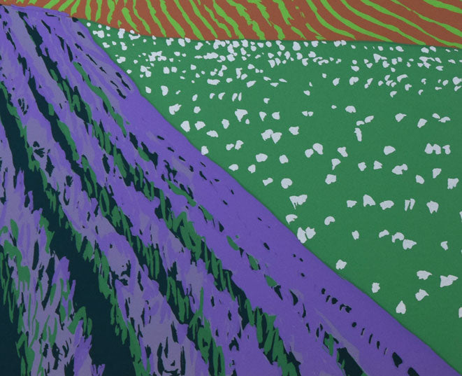 栗谷川健一「ラベンダーの丘（富良野）」シルクスクリーン版画 絵画