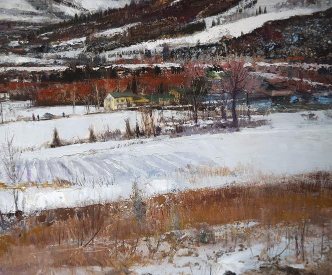 黒沢信男「曇日雪景」油絵・F6号 絵画買取・販売の小竹美術