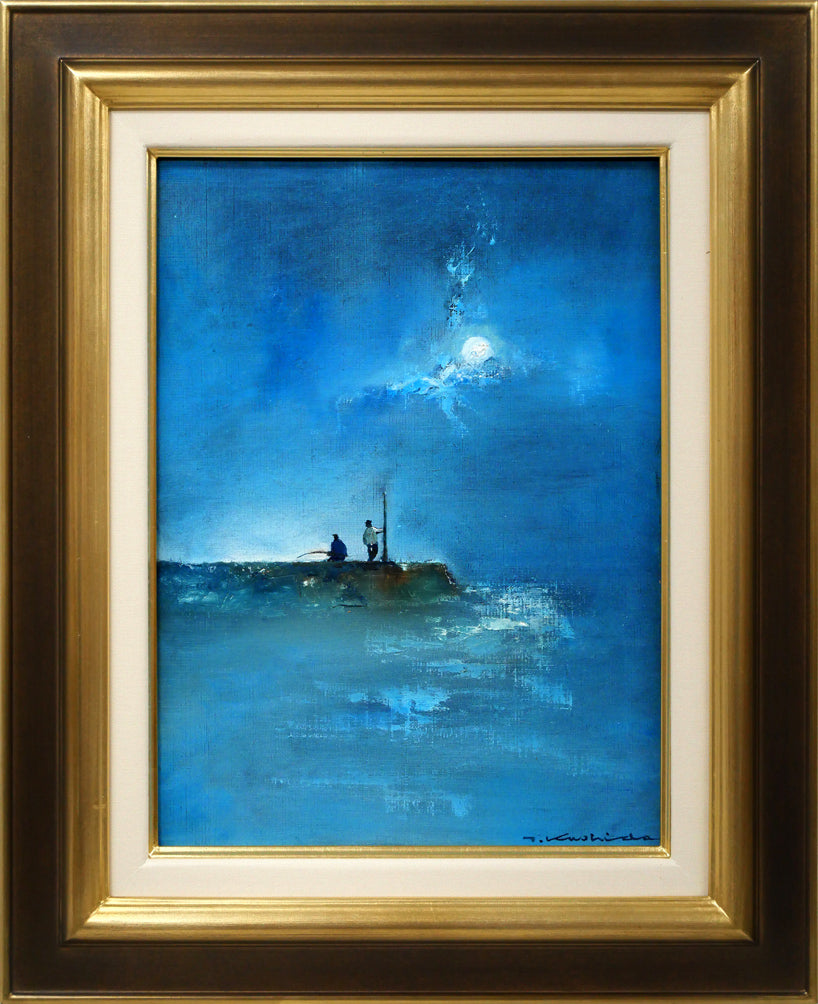 富谷一明「水辺の城」油絵・F8号 絵画買取・販売の小竹美術